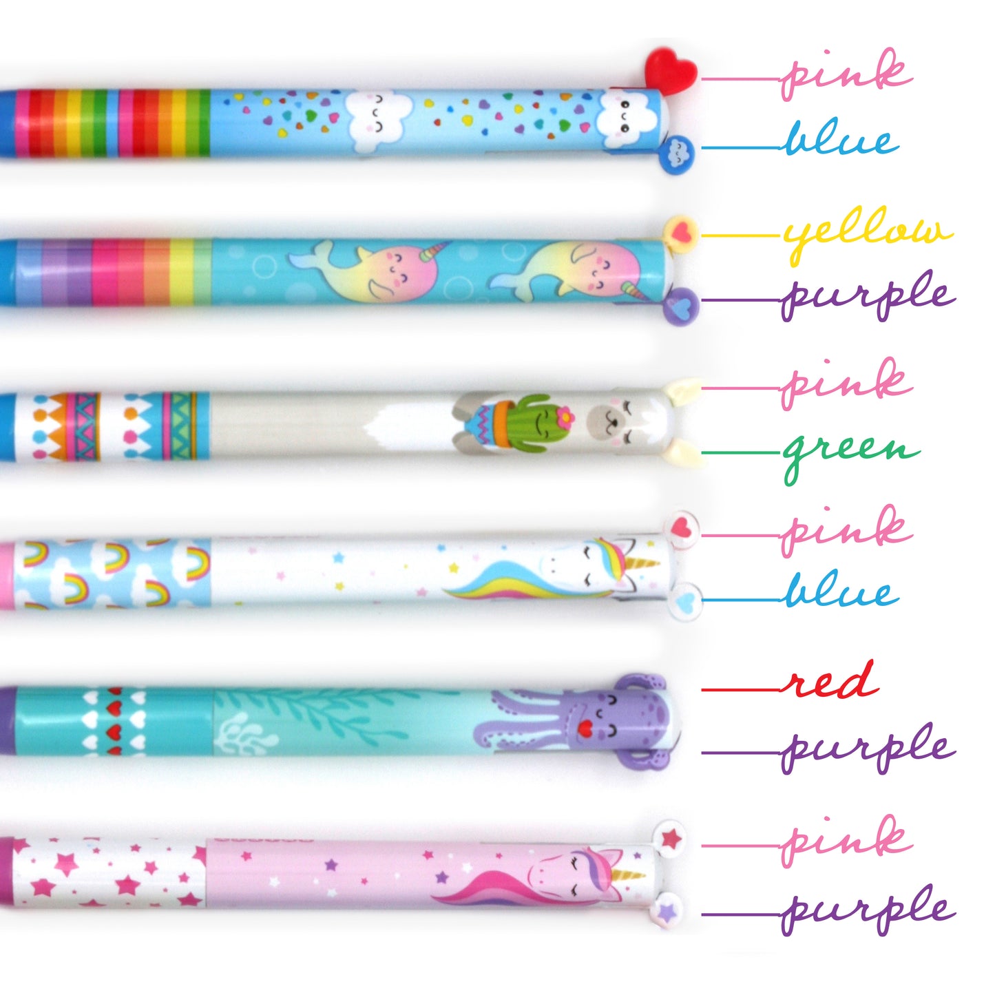 TWICE AS NICE 2 color click pens | rainbow