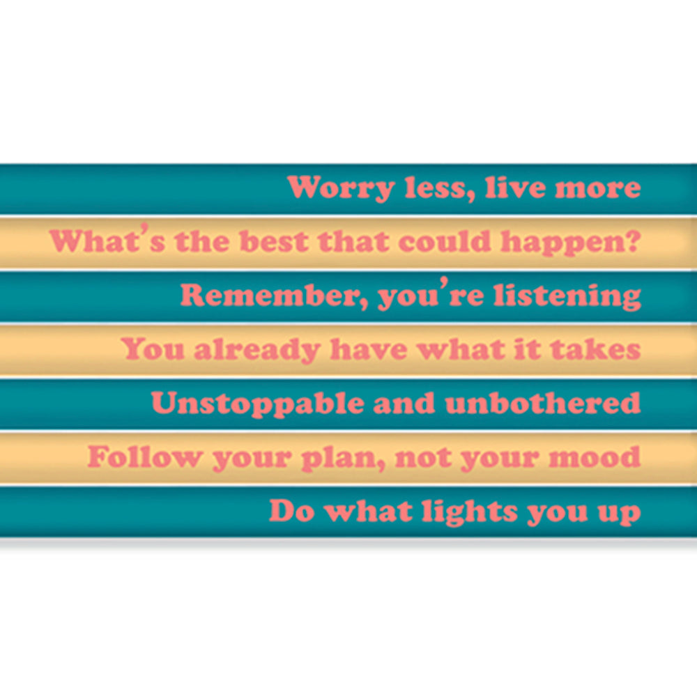 WORRY LESS, LIVE MORE pencil set