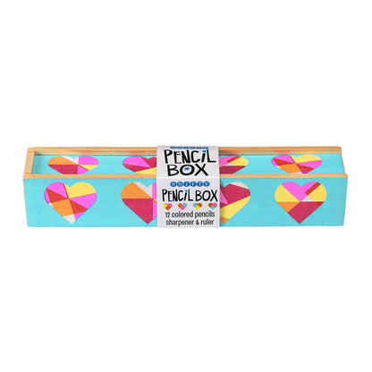 COLORED PENCIL BOX | quilted heart