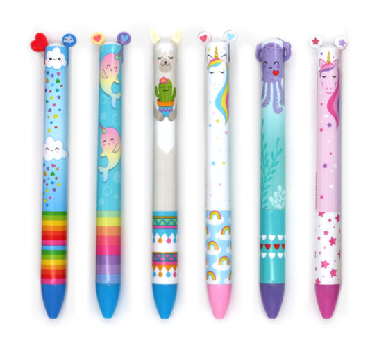 TWICE AS NICE 2 color click pens | rainbow