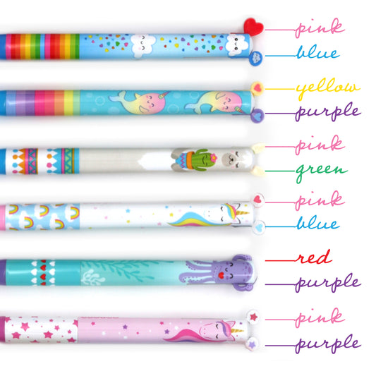 TWICE AS NICE 2 color click pens | rainbow