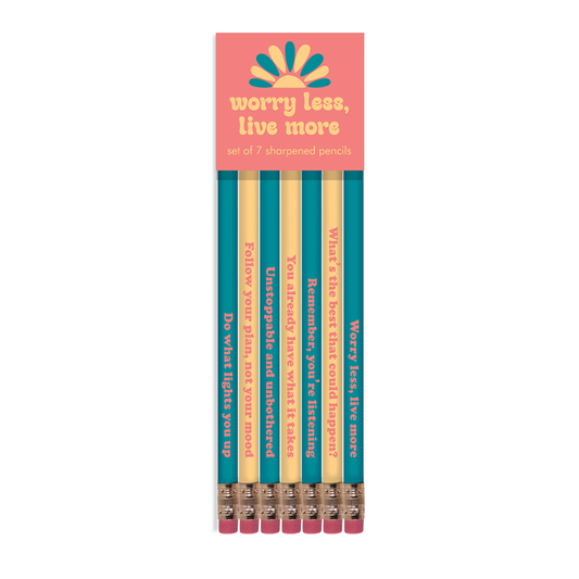 WORRY LESS, LIVE MORE pencil set