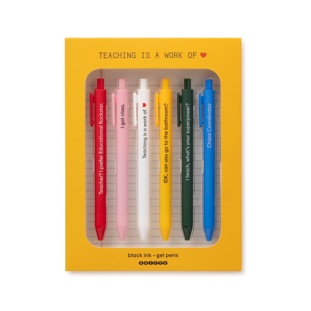 QUOTABLE GEL PENS | teaching is a work of ️ – Snifty