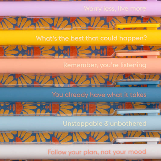 QUOTABLE GEL PENS | worry less, live more