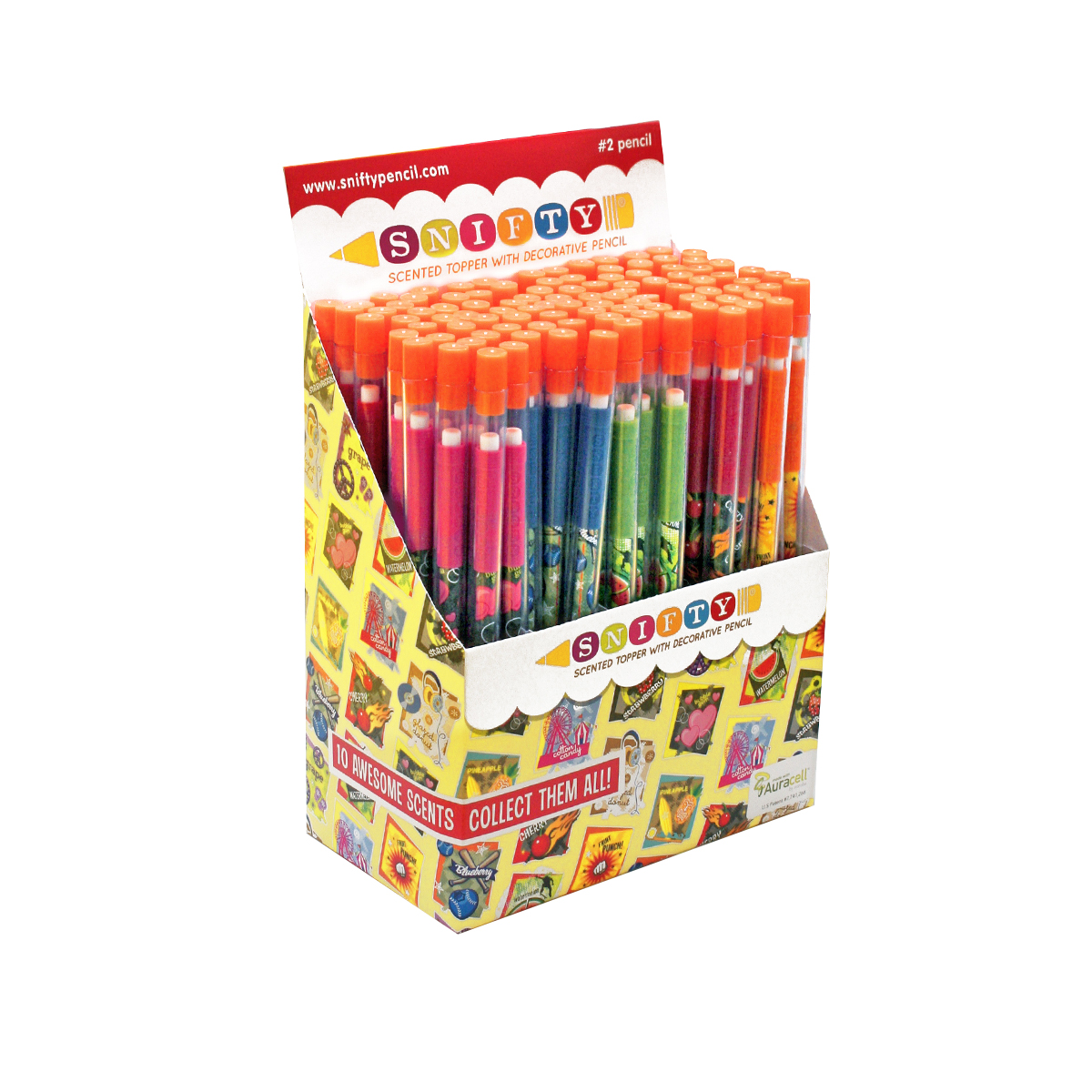 scented pencil toppers display of 100 – original – Snifty Scented
