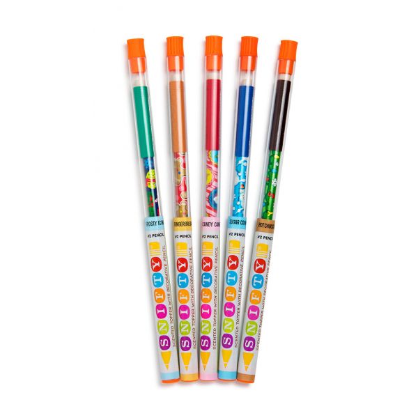 Holiday themed scented pencil topper in tubes