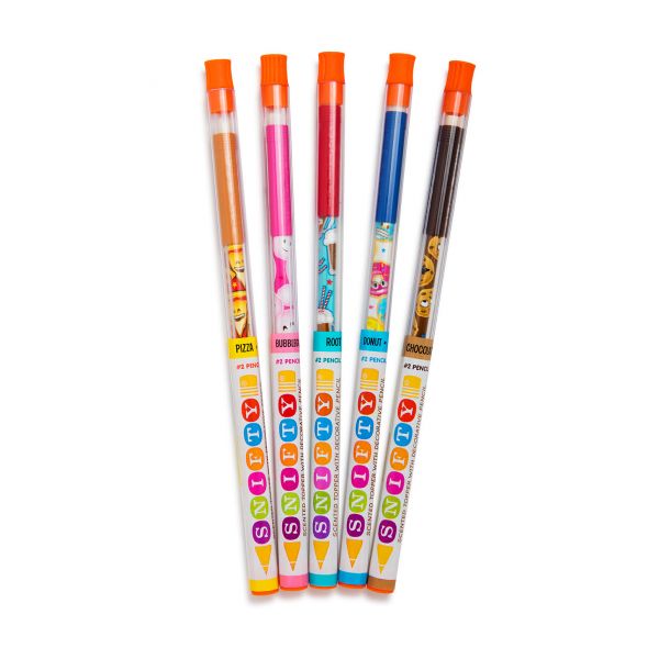 Emoji themed scented pencil toppers in tubes