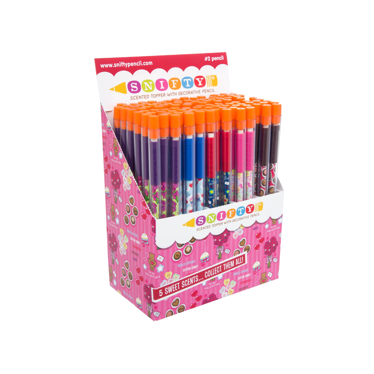 scented pencil toppers display of 100 – valentine – Snifty Scented Products