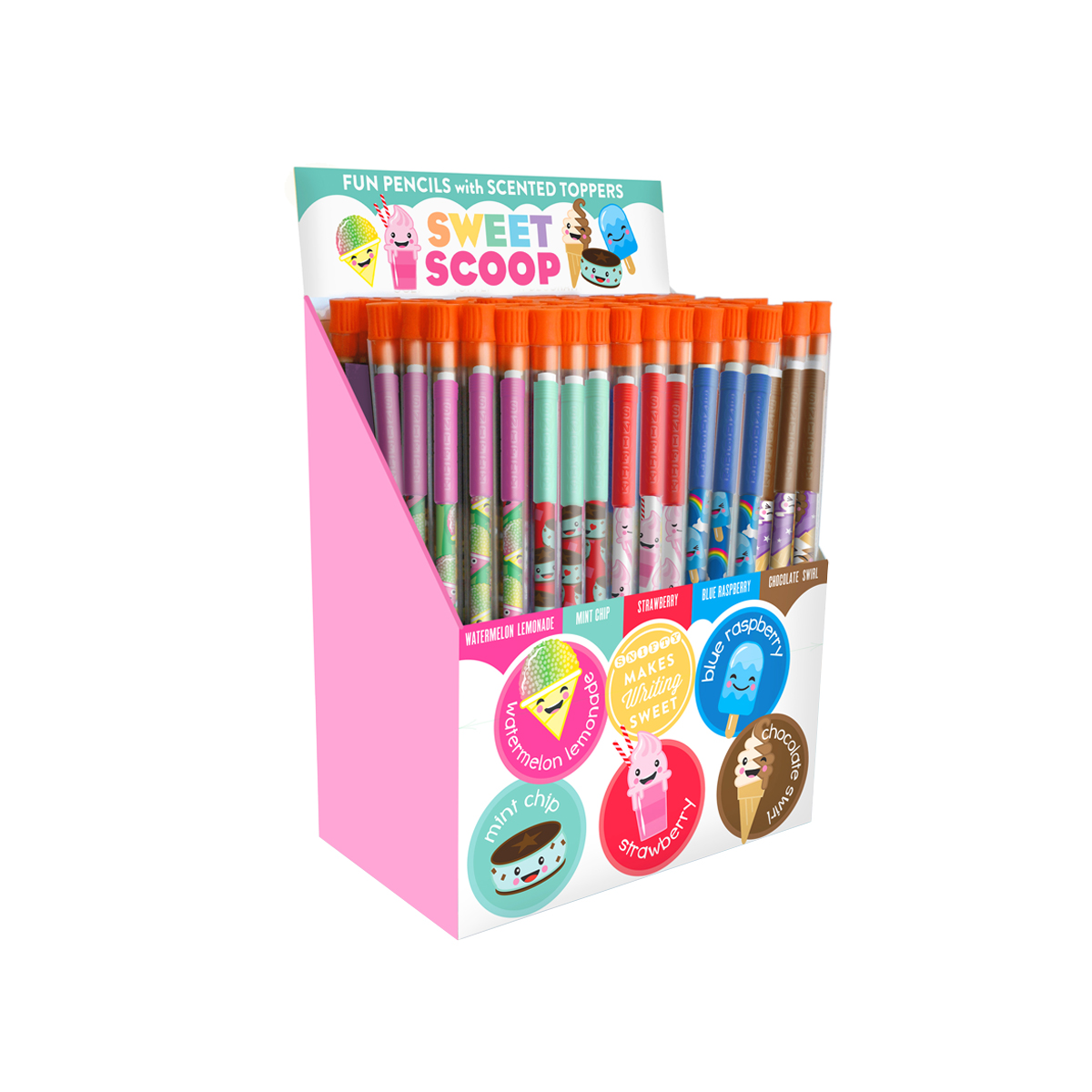scented pencil toppers 60pc – ice cream sweet scoop – Snifty